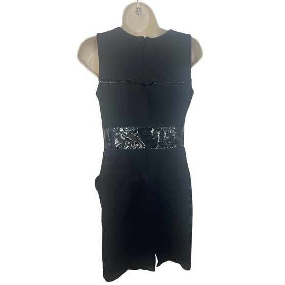 WD NY Women's Size 4 Vintage Black Dress with Vinyl Plastic Details and Pockets - Picture 2 of 11